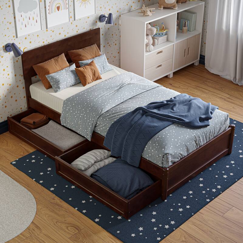 Wesley Platform Bed with Panel Footboard and Storage Drawers