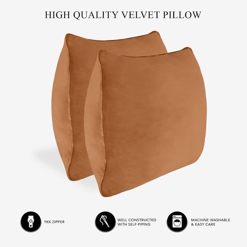 A1HC Pack of 2 Velvet Throw Pillow Covers, Hidden Zipper Closure