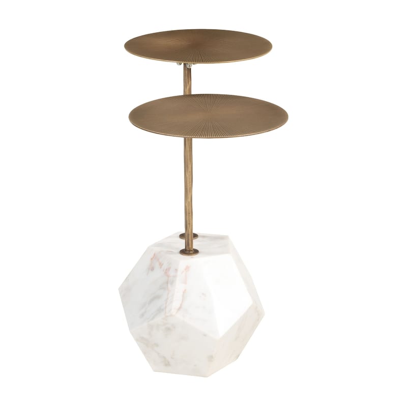 Anten Side Table Brass & White