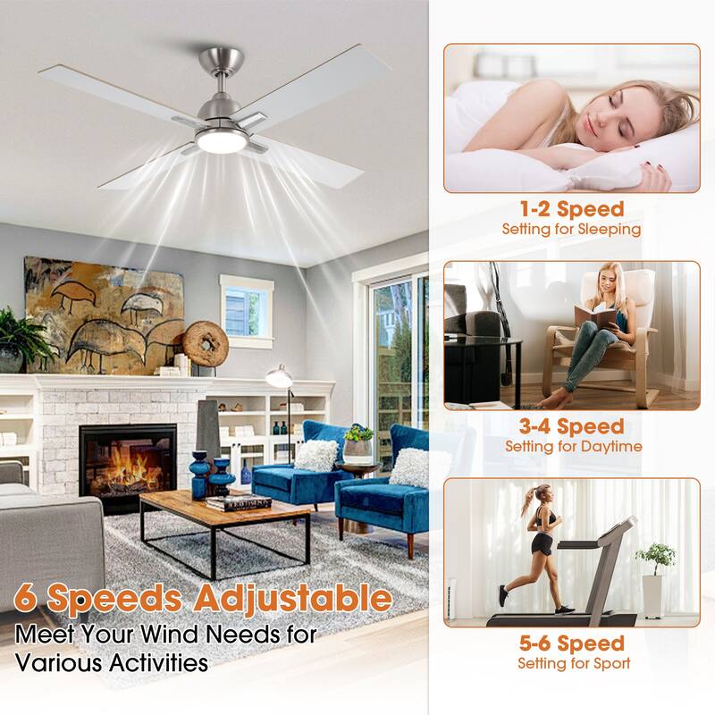 48-inch Gold Plywood Modern Dimmable Ceiling Fan with Light and Remote