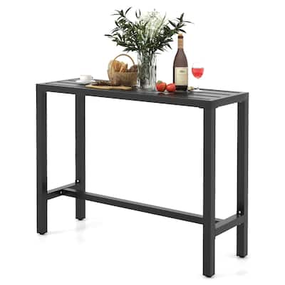 Costway Outdoor Metal Bar Table 48'' Patio Rectangular Counter Height - M Size: 48'' x 16'' x 37.5'' (L x W x H)