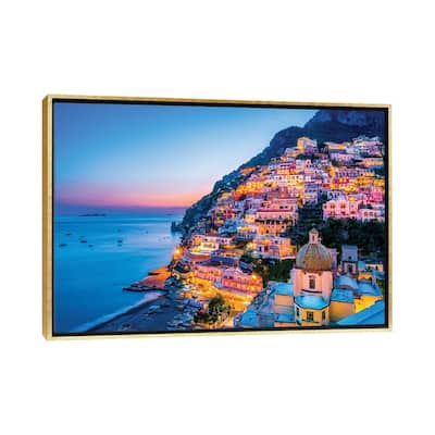 "Positano, Church Santa Maria Assunta Sunset " by Susanne Kremer Framed