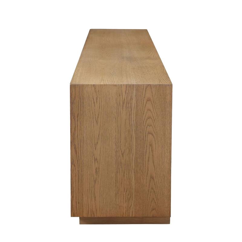 74 Inch TV Media Entertainment Console, 2 Door Cabinet, 6 Shelves, Brown