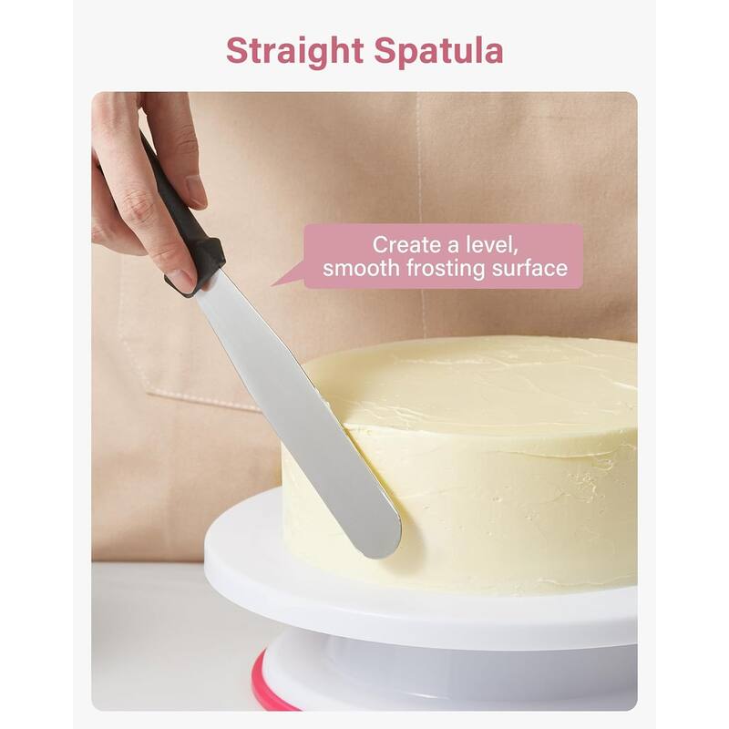 Cake Decorating Kit Baking Supplies Turntable with 2 Frosting Straight