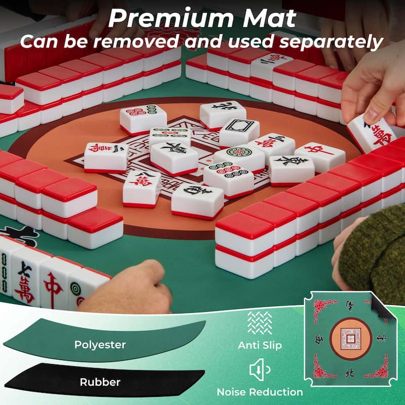 Costway 35" Folding Mahjong Table with Cup Holders & Smooth Felt Mat - See Details