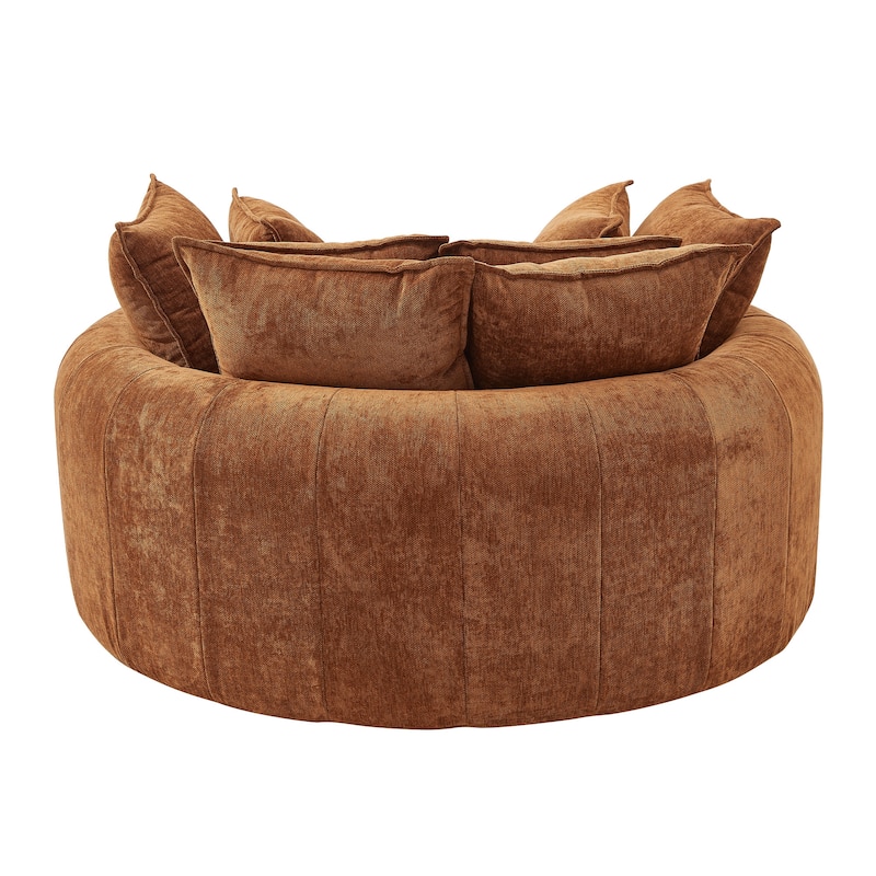 Roomfitters Oversized Round Chaise Sofa 59.8" Upholstered Loveseat with 8 Pillows, Accent Chair for Living Room