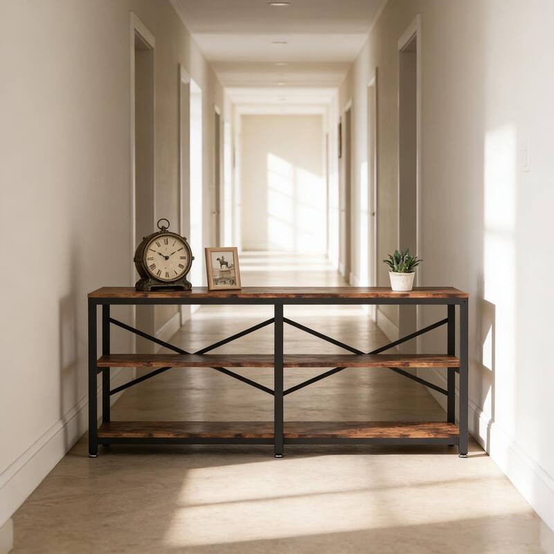 Rustic Farmhouse 3-Tier Hall Console Table
