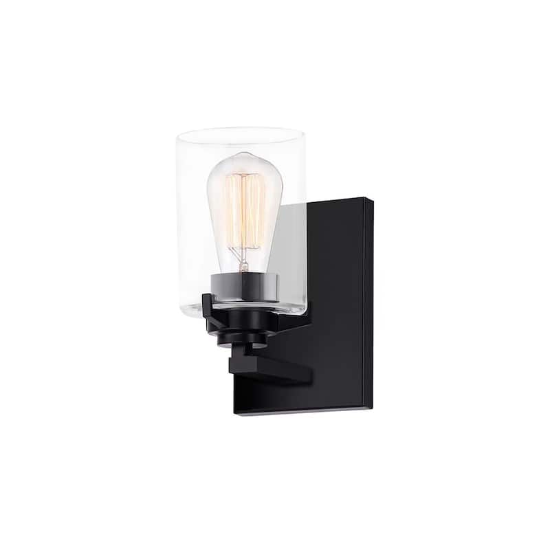 Justice Design Group Cilindro 1-Light Wall Sconce - Clear Glass - Matte Black