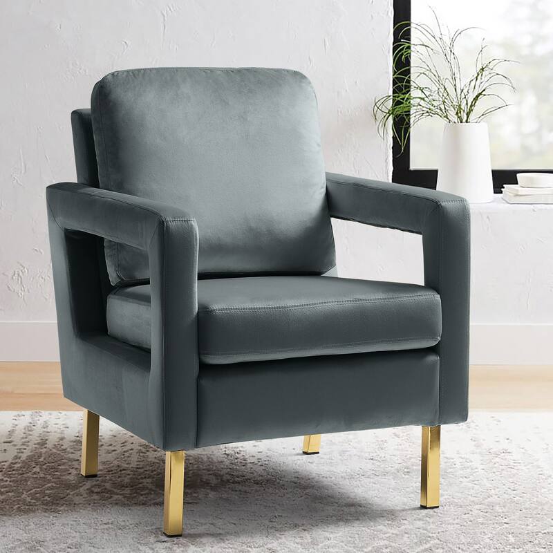Valentina Comfy Accent Armchair with Golden Metal Legs and Removable Cushions by HULALA HOME