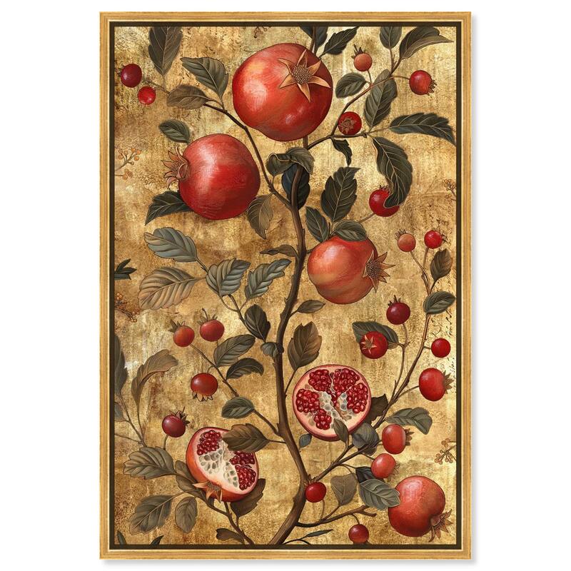 Golden Pomegranate Canvas by Art Remedy - Gold - 36" x 54"