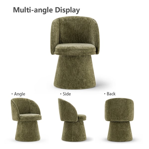 dimension image slide 1 of 8, 21.5" Wide Upholstered Swivel Barrel Vanity Stool with Pedestal Base
