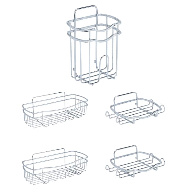 Bath Bliss 5 Piece Adhesive Shower Caddy Organizer in Chrome - Chrome