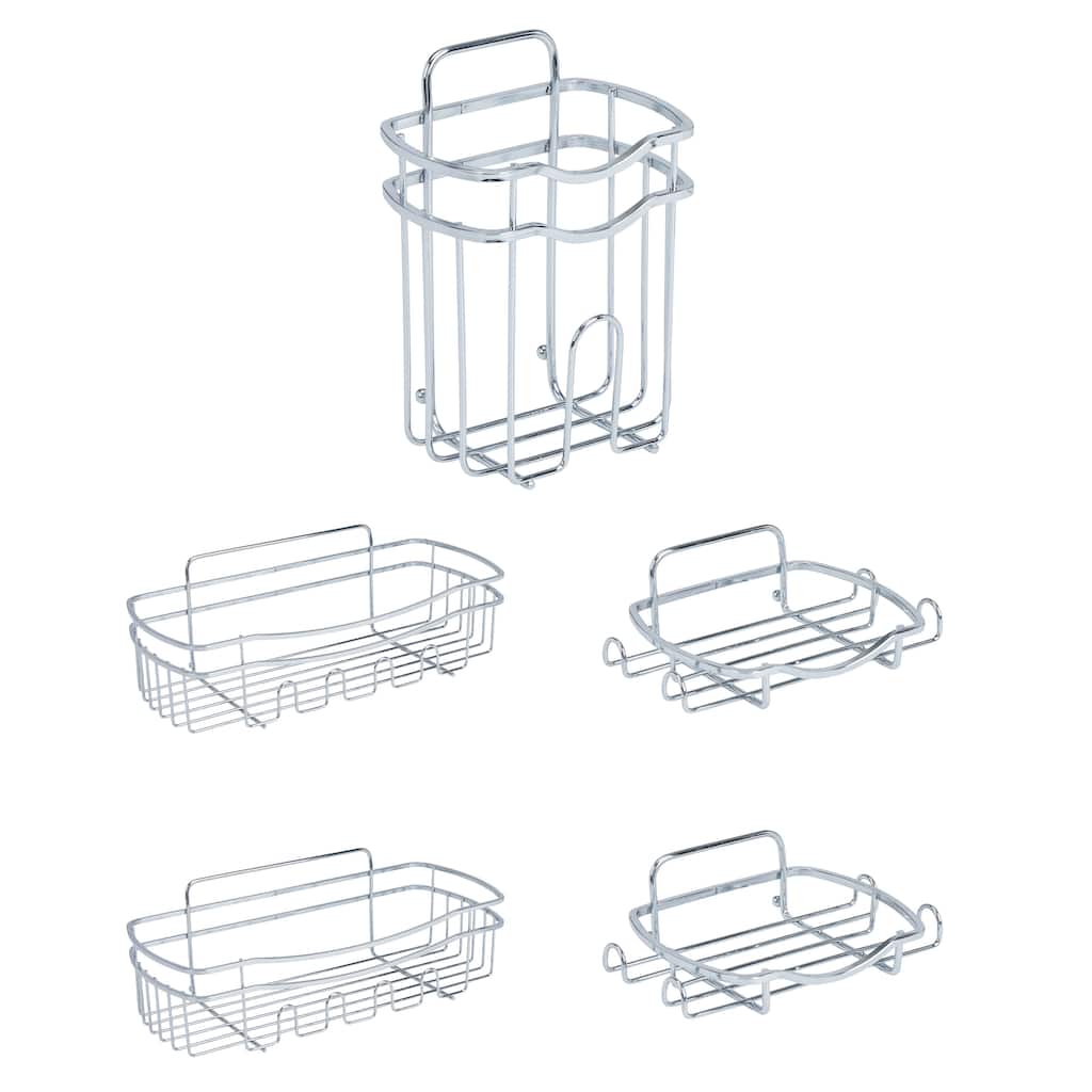 Bath Bliss 5 Piece Adhesive Shower Caddy Organizer in Chrome