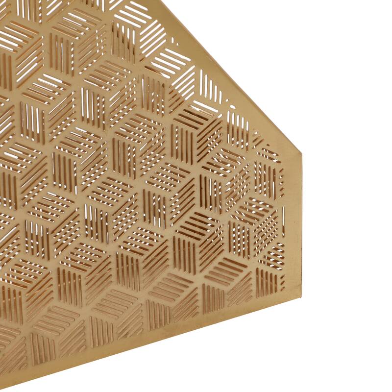 Gold Metal Single Slot Geometric Magazine Holder with Laser Carved Design