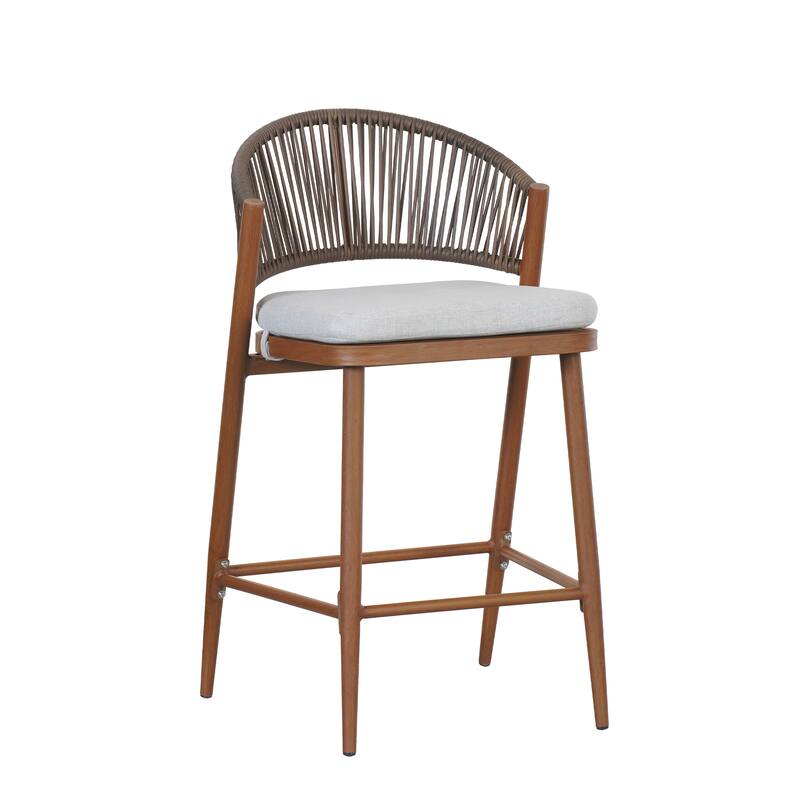 Christopher Knight Home - Beverly Durable Outdoor Counter Stools with Scallop Backrest, Set of 2