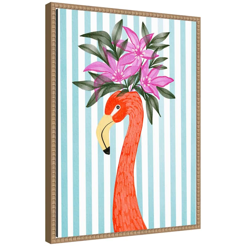 Kate and Laurel Sylvie Flamingo Framed Canvas by Nikita Jariwala - 18x24