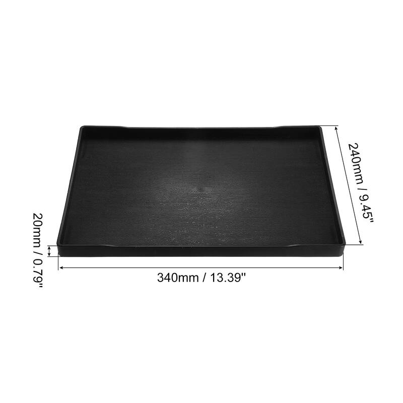 10" x 13.4" Small Black Mini Tray Plastic Rectangular Wooden Serving Trays Black - Black