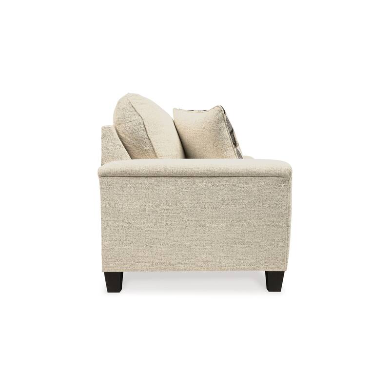 Abin 61 Inch Loveseat, 2 Throw Pillows, Modern Cream Chenille Polyester