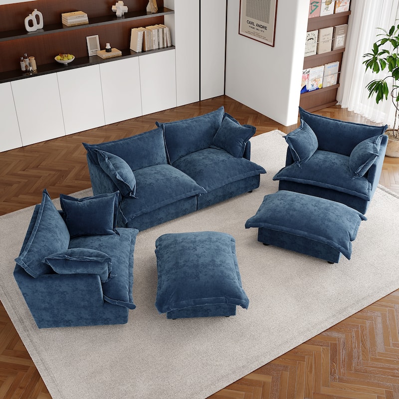 Double Layer Cushion Comfy Cloud Modular Sectional Sofa Set