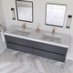 preview thumbnail 3 of 191, Wood Wall-Mounted Bathroom Vanity with Sink and Soft Close Drawers
