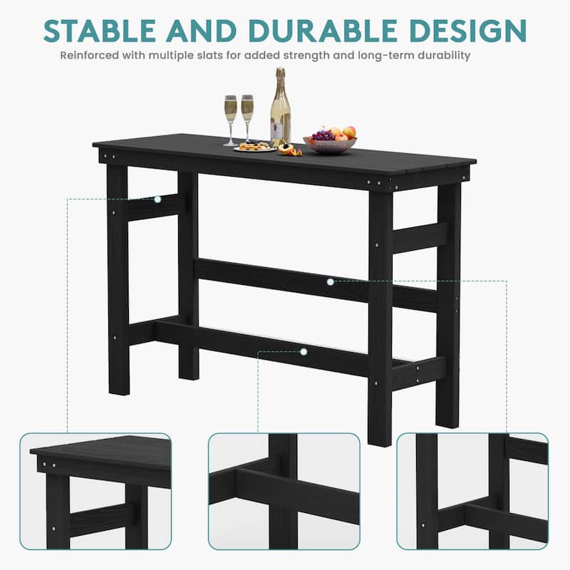 40-inch Outdoor Patio HDPE Pub Bar Table, Balcony Table