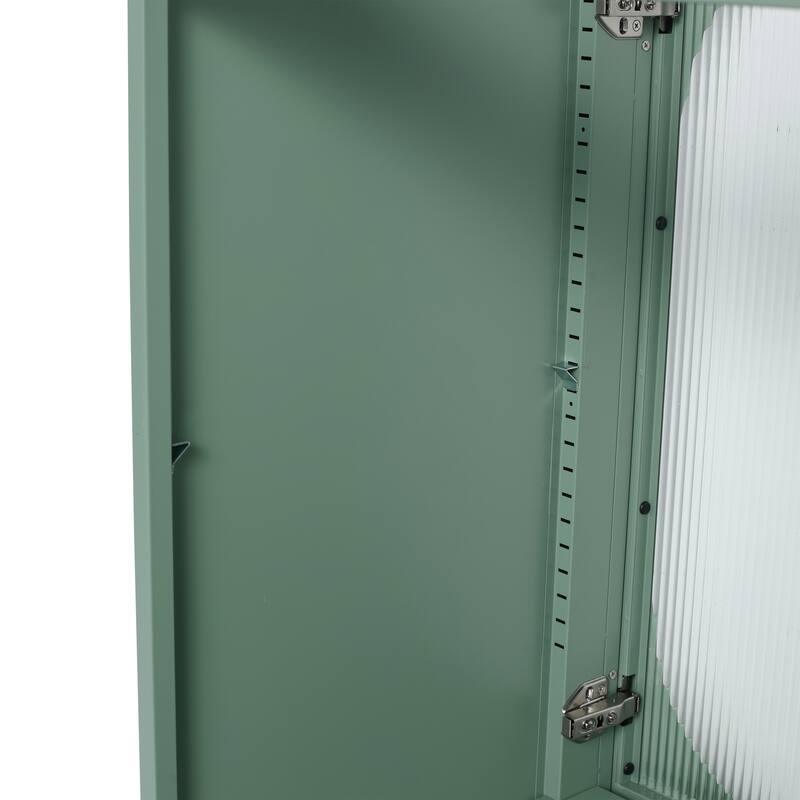 Modern Freestanding Bathroom Vanity with Adjustable Shelves, Ceramic Sink, Acrylic Door, and Metal Handles - 30in L Steel