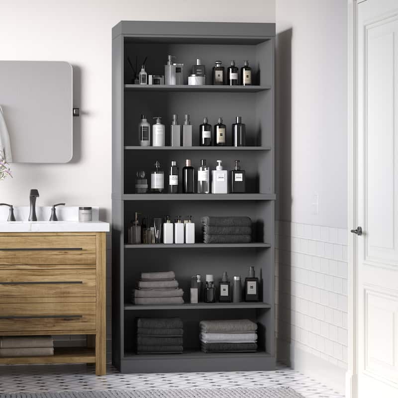 100% Solid Wood 32" Bathroom Cabinet with Optional Doors by Palace Imports - Gray - No Doors