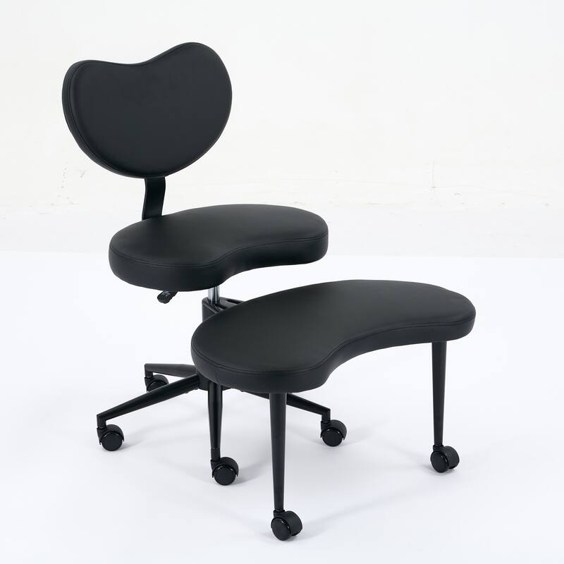 Criss Cross Desk Chair with Lumbar Support and Adjustable Stool - N/A