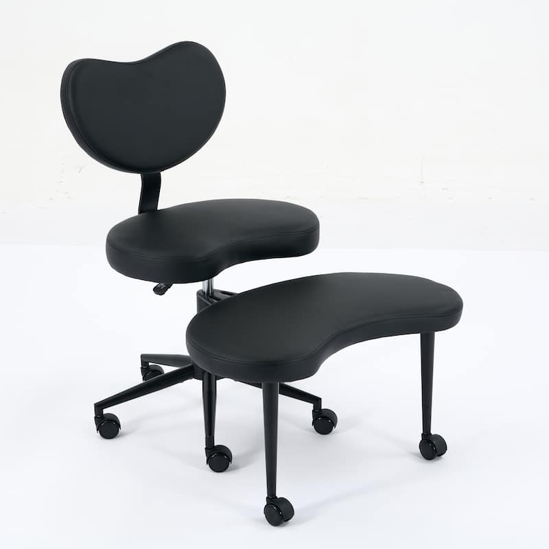 Roomfitters Meditation Chair Plus, Cross-Legged Desk Chair with Wheels and Adjustable Stool, Criss Cross Office Chair