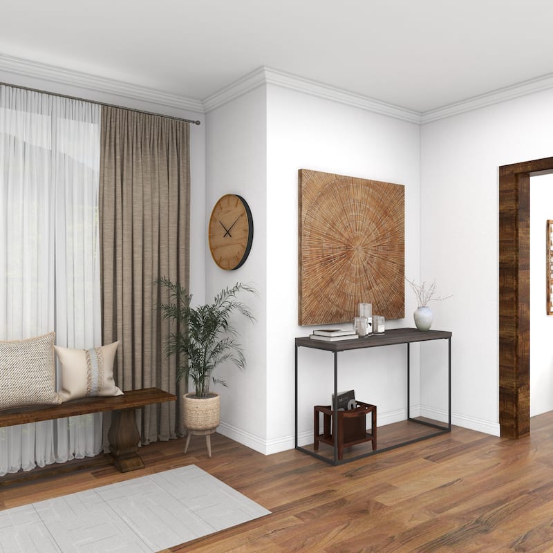 Brown Wood Handmade Carved Radial Starburst Home Wall Decor