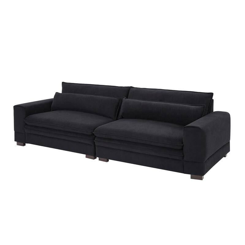Mid-Century Modern Upholstered Fabric Sofa,3 Seater Sofa Couch with Two Pillows for Living Room,3 Colors