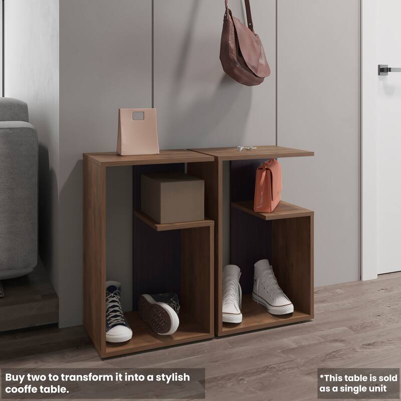 Side Table 25" H, 1 Shelf with durable engineered wood construction,easy to assemble