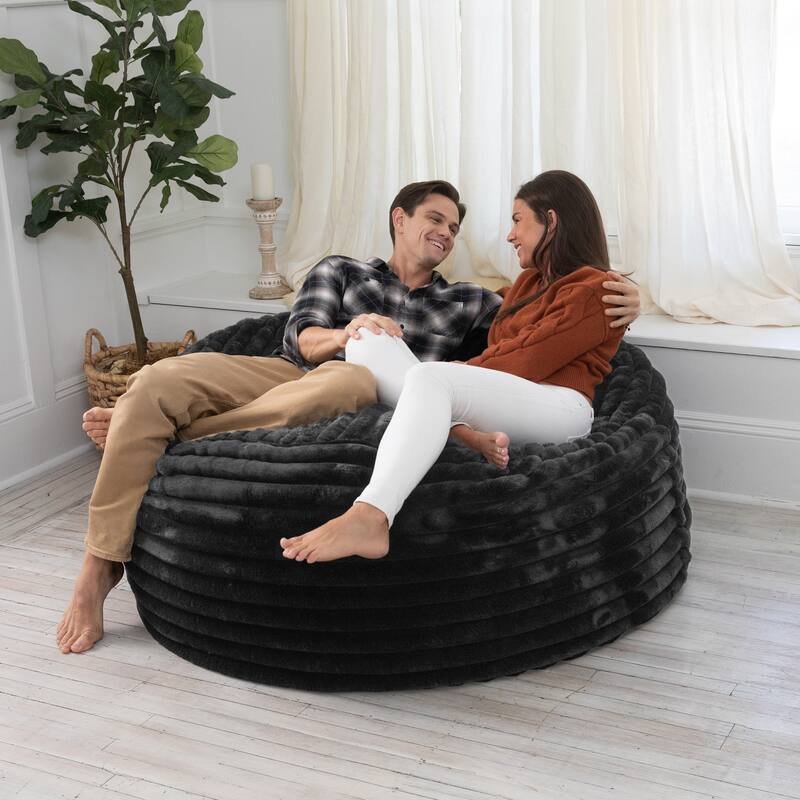 Jaxx Saxx 5 Foot Large Bean Bag Chair w/ Removable Cover for Adults, Mondo Fur