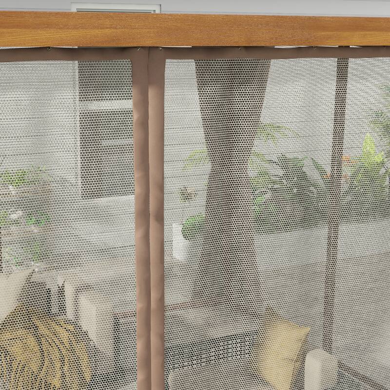 Outsunny 13' x 10' Outdoor Retractable Pergola with Sun Shade Aluminum Louvered Top, Pergola with Canopy, Curtains, and Netting
