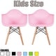 preview thumbnail 1 of 15, Set of 2 Modern Kids Toddler Size Molded Plastic Armchair With Arma Seat for Children's Room Natural Wood Eiffel Legs