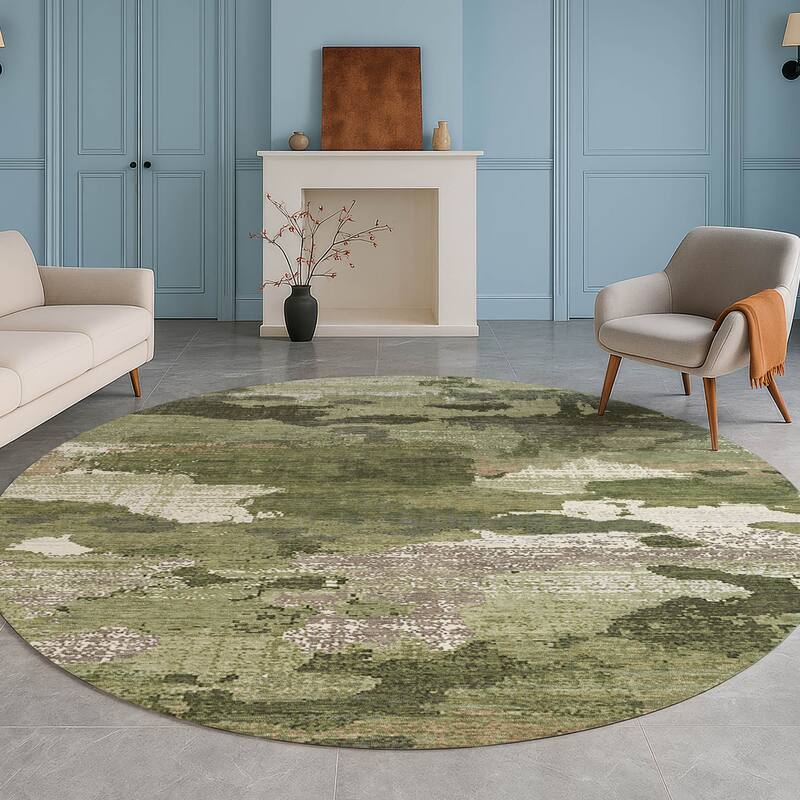 Machine Washable Indoor/ Outdoor Abstract Casual Chantille Rug