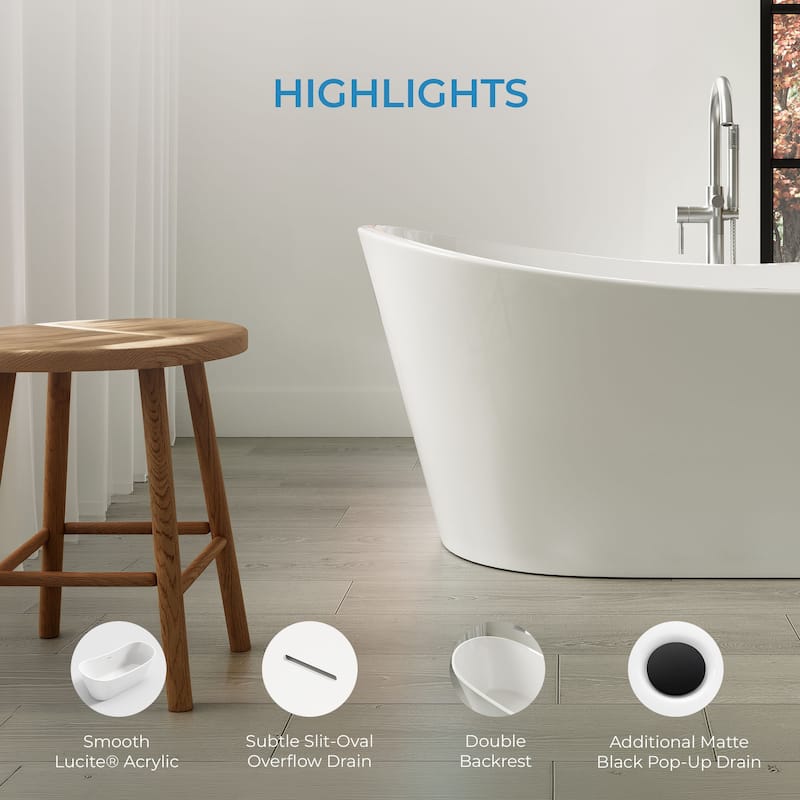 OVE Herschel 60-inch Free-Standing Bathtub in Matte Black