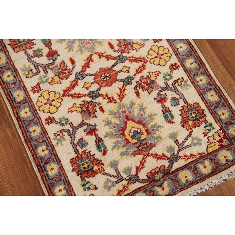 Floral Kazak Oriental Foyer Rug Hand-Knotted Wool Carpet - 2'0" x 3'0"