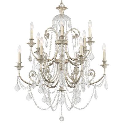Regis 12 Light Clear Spectra Crystal Silver Chandelier - 32'' W x 41'' H - 32'' W x 41'' H