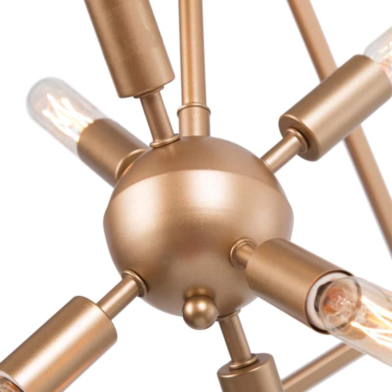 Modern Gold 6-Light Sputnik Chandelier Cube Island Pendant for Kitchen Island Dining Room - W 20" x H 35"