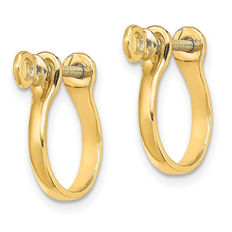 Curata 14k Yellow Gold 17.45mm Shackle Link Screw Earrings