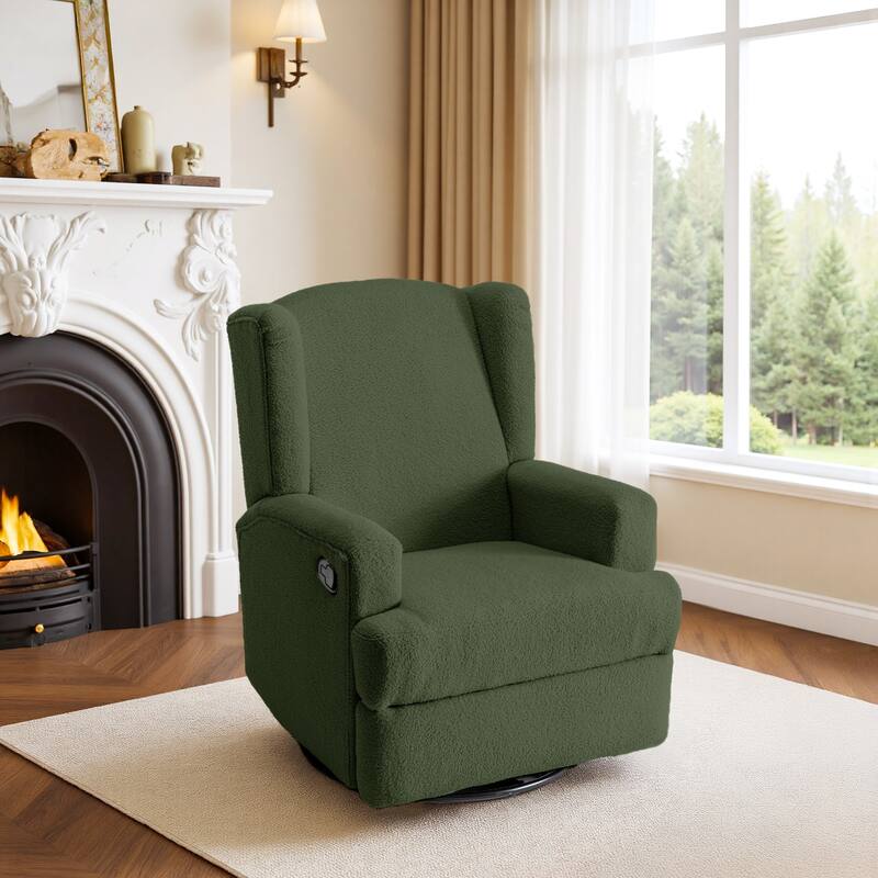 UIXE Upholstered Chenille/Boucle Swivel Glider Rocker Recliner