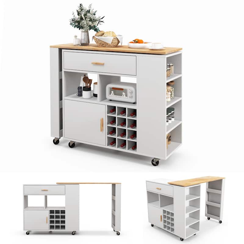 Costway Reversible Folding Kitchen Island Cart Utility Storage Trolley - See Details