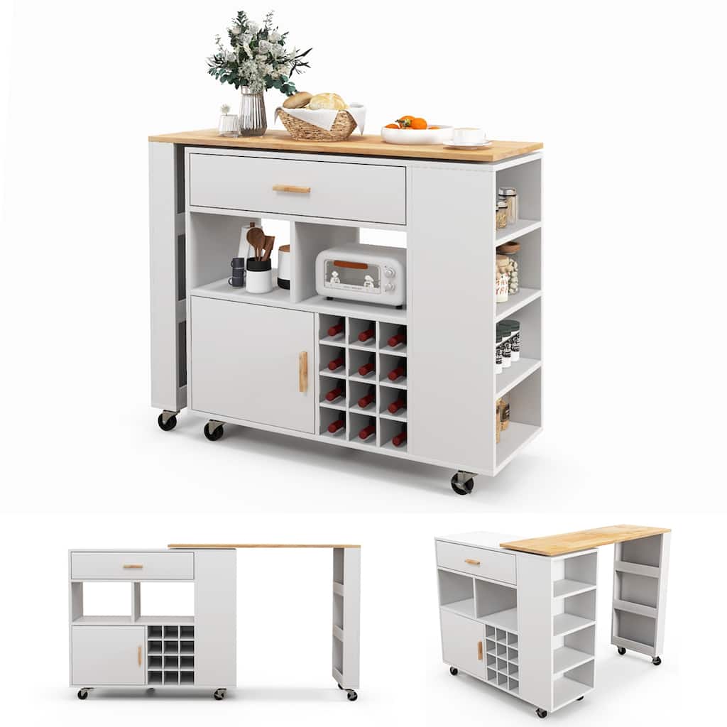 Costway Reversible Folding Kitchen Island Cart Utility Storage Trolley - See Details