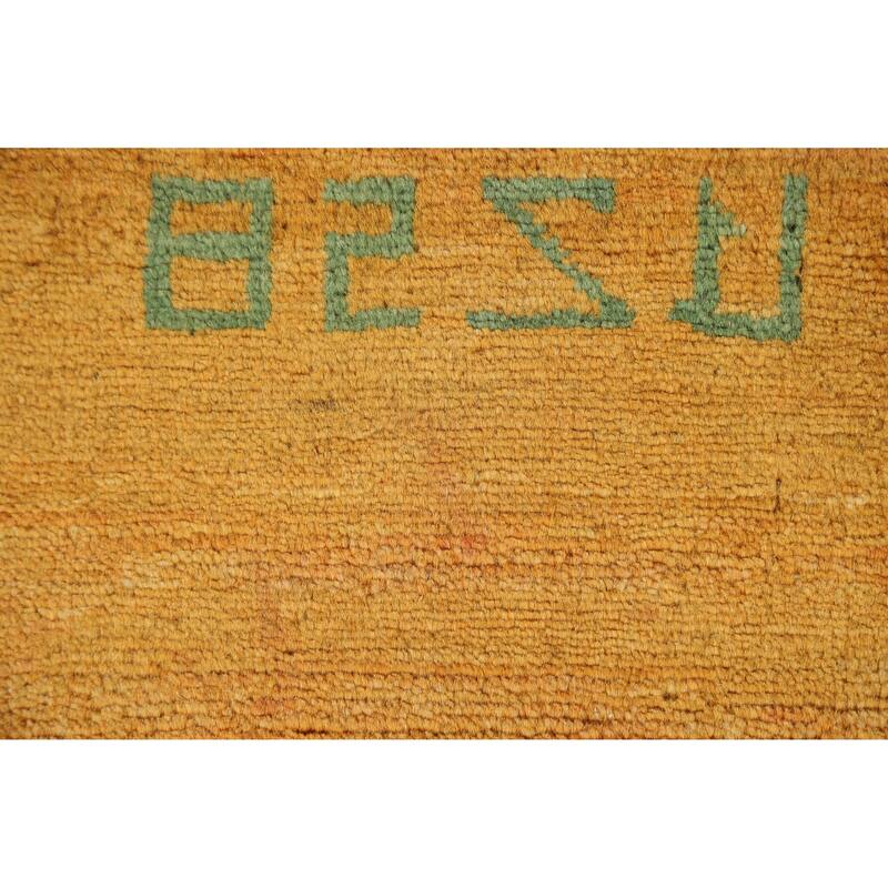 Yellow Modern Gabbeh Oriental Rug Handmade Wool Carpet - 3'2" x 4'8"