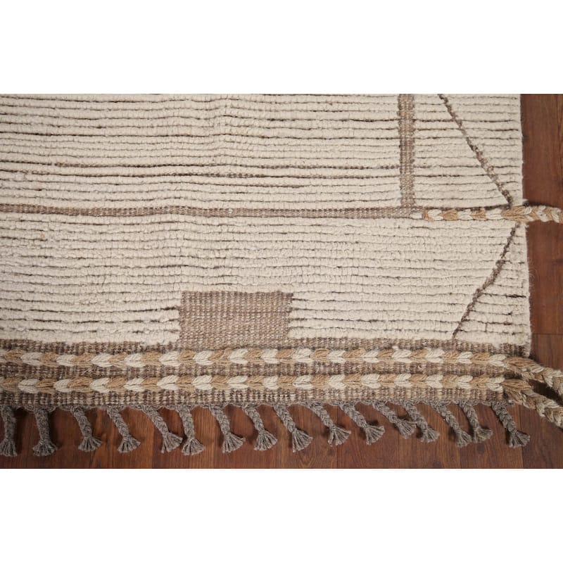 Earth Tone Moroccan Oriental Area Rug Handmade Wool Carpet - 6'0"x 9'4"