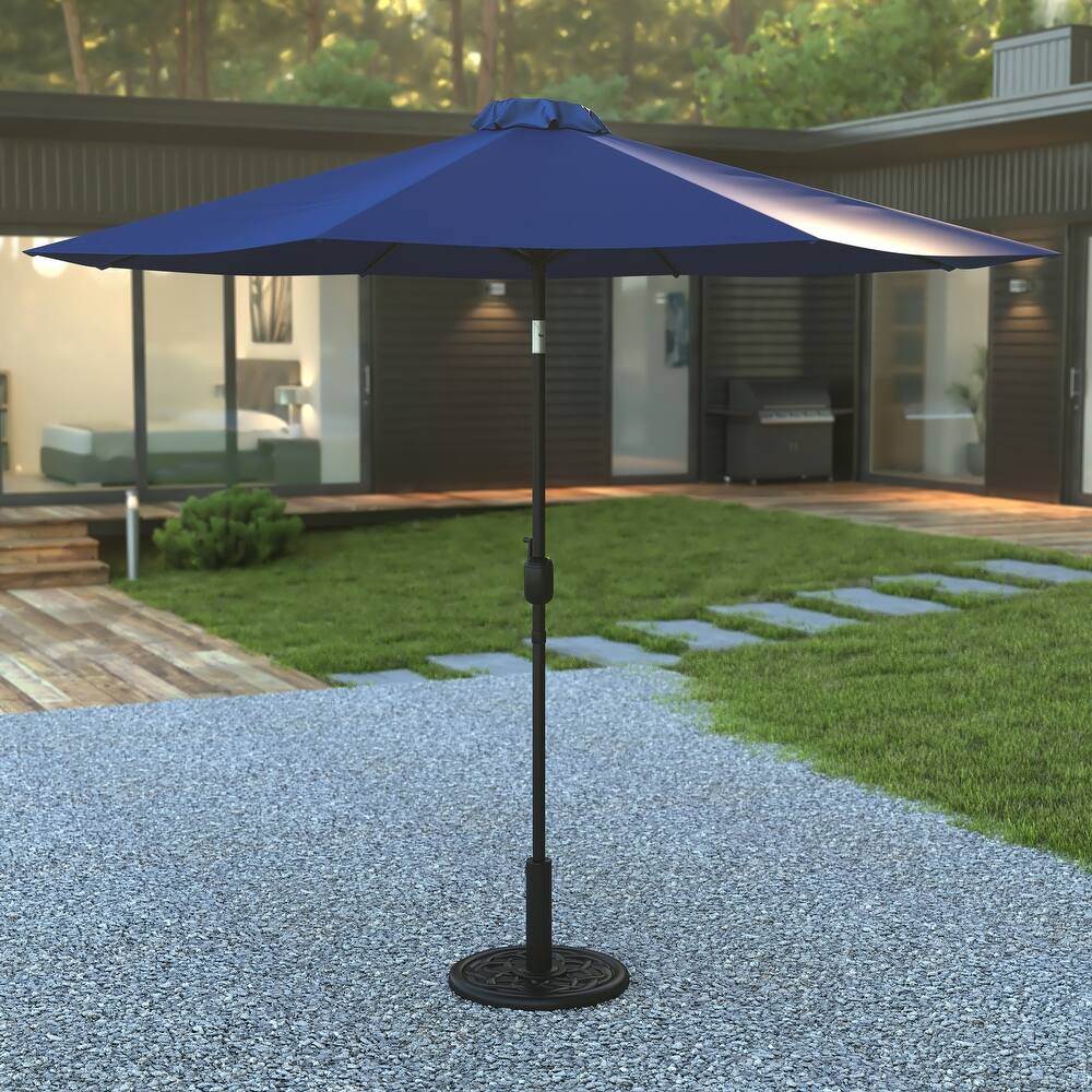 9 FT Round Umbrella - 1.5" Diameter Aluminum Pole - Crank and Tilt Function