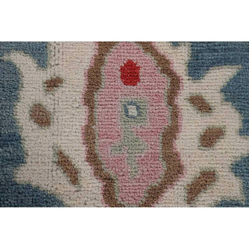 Light Blue Floral Oushak Large Area Rug Handmade Wool Carpet - 9'11" x 13'8"