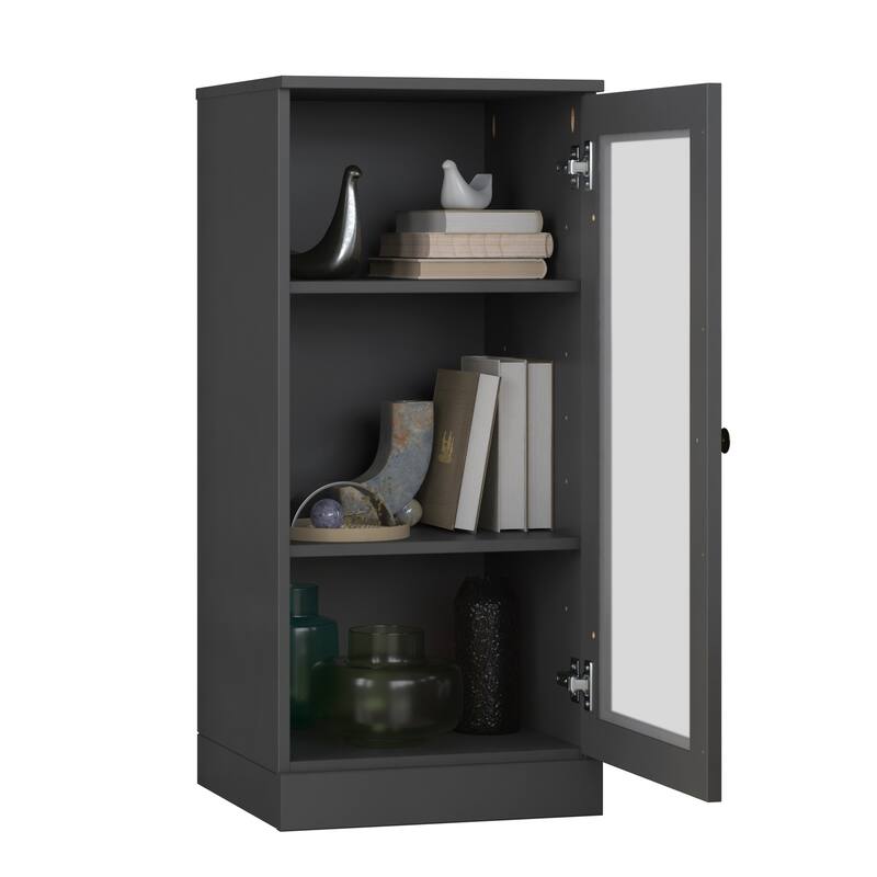 Palace Imports 100% Solid Wood 3-Shelf Bookcase with Frosted Glass Door and Adjustable Shelves