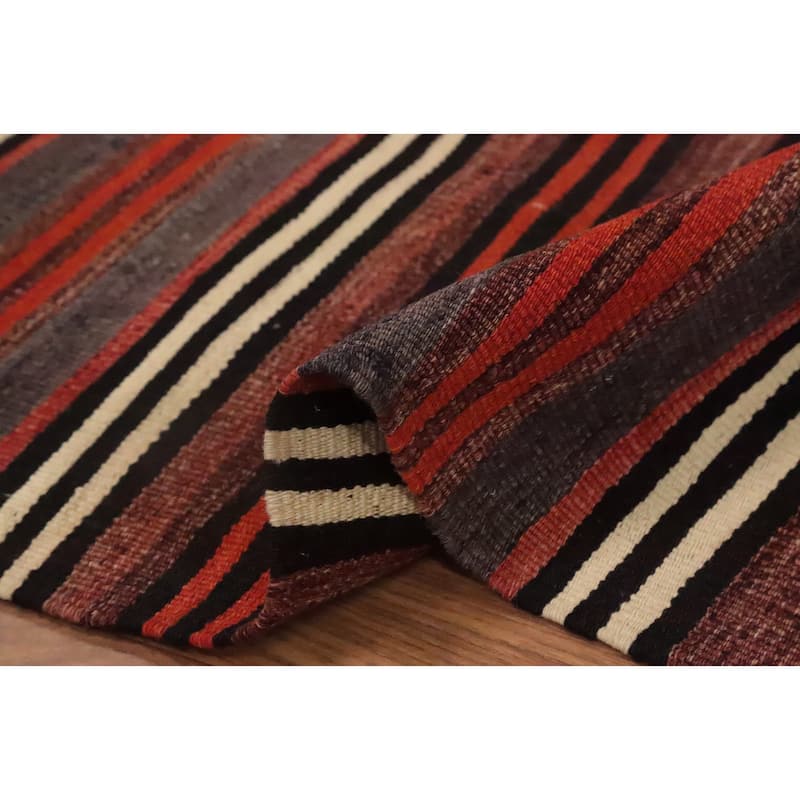 Hand Woven Oriental 100% Wool Carpet Southwestern Geometric Multi-Colored Kilim Area Rug - 8' 10'' X 4' 6''